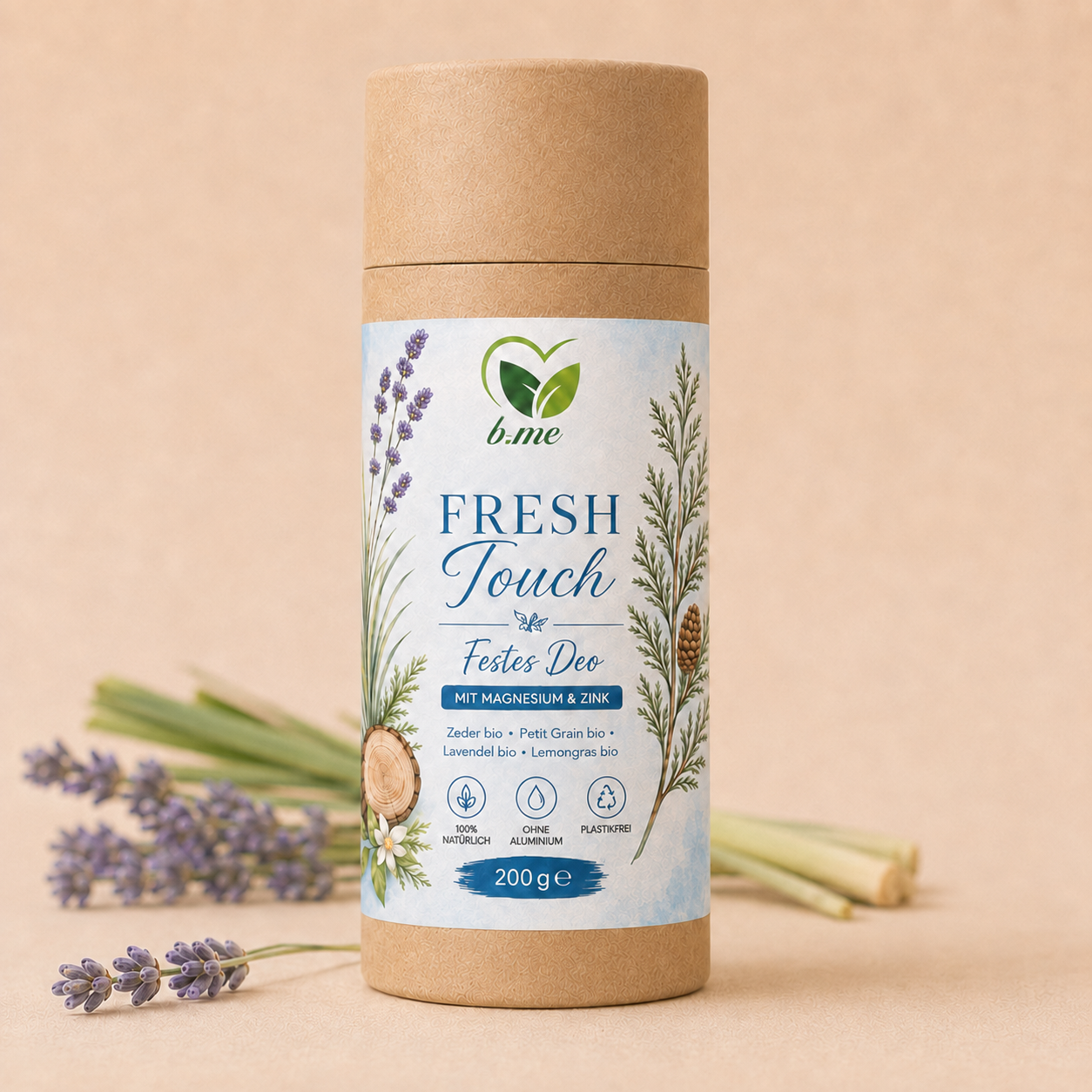 Festes Deo Fresh Touch - ohne Natron mit Magnesium & Zink